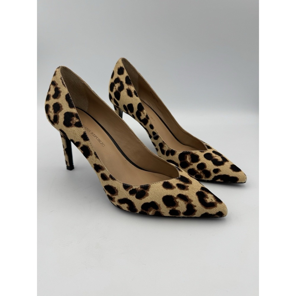 Banana Rep Calf Hair Leopard Print Heels Chic Worn-In Well Worn Night Out 7.5